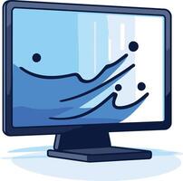Computer Monitor with Abstract Water Wave Design vector