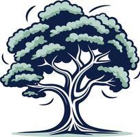 Large Green Tree with Blue Branches vector
