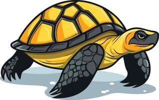 Cartoon Illustration of a Turtle with a Yellow Shell vector