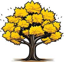 A Vibrant Yellow Tree on a White Background vector