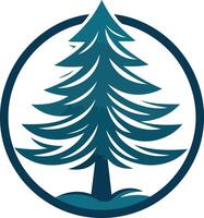 Stylized Pine Tree Logo in a Circle vector