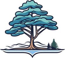 Tree with Blue Leaves Against White Background vector