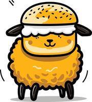 Cute Cartoon Sheep With Burger Head vector