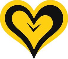 Abstract Heart Design in Yellow and Black vector