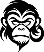 A bold, black and white illustration of a monkey's face, perfect for adding a fierce touch to your designs vector