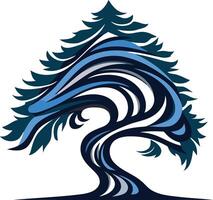 Abstract Tree with Blue and Green Tones vector