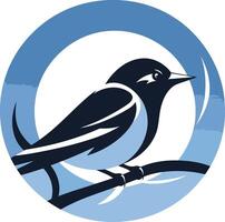 Bluebird on a Branch with Circle Background vector