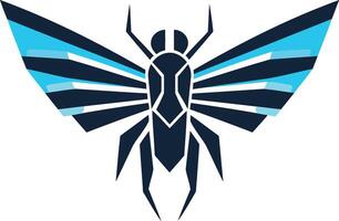 Geometric Insect Design with Blue Wings vector