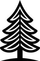 Simple black and white stylized pine tree icon vector