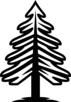 Simple, stylized black and white pine tree illustration, perfect for logos, branding, and design projects vector