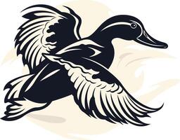 Black and White Illustration of a Duck in Flight vector