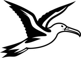 Black and white element illustration of a flying albatross vector