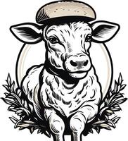 A Calf Wearing a Hat vector