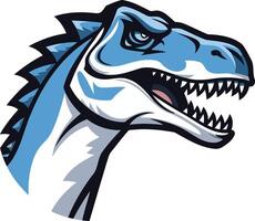 Blue Dinosaur Head with Open Mouth and Sharp Teeth vector