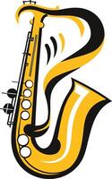 Abstract Saxophone in Bold Yellow and Black vector