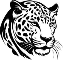 A bold and powerful black and white illustration of a leopard's head, perfect for use in tattoos, logos, or design projects vector