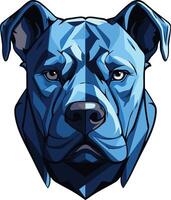 Blue Pitbull Portrait with Sharp Geometric Design vector