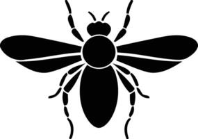 Simple black and white silhouette of a bee, perfect for use in logo design, iconography, and educational materials vector