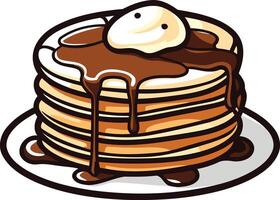 Stack of Pancakes with Chocolate Sauce vector