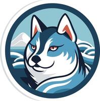 Husky Dog in a Circular Frame vector