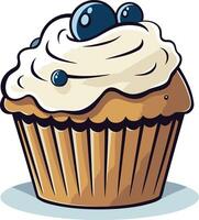 Blueberry Cupcake with Creamy Frosting vector