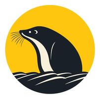 Seal in a Yellow Circle vector