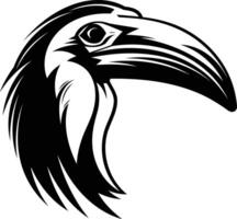 A bold and striking black and white illustration of a toucan's head, perfect for adding a touch of tropical flair to your designs vector