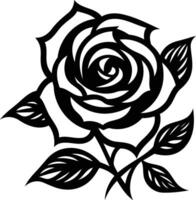 Black and white illustration of a single rose, perfect for tattoo designs, apparel, or any project needing a bold floral element vector