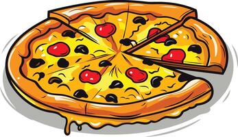 Delicious Pizza with a Slice Removed vector