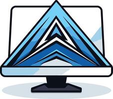 Blue and White Geometric Design on a Computer Monitor vector
