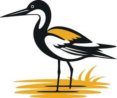 Illustration of a Black Necked Stilt Standing in Water vector