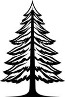A bold, black and white silhouette of a pine tree, perfect for adding a touch of nature to your designs vector