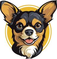 Smiling Chihuahua Portrait in Yellow Circle vector