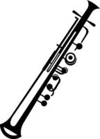 A simple yet elegant black and white illustration of a clarinet, perfect for music related designs and projects vector