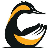 Stylized Bird with Orange and Black Feathers vector