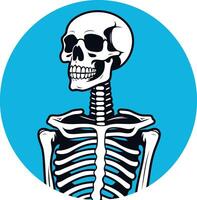 Skeleton with a Smile in a Blue Circle vector