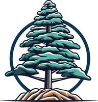Evergreen Tree in a Circular Frame vector
