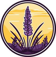 Purple Lavender Flower in a Circular Frame vector