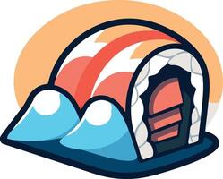 Sushi Roll with Salmon and White Rice vector