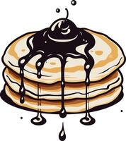 Stack of Pancakes with Chocolate Syrup vector
