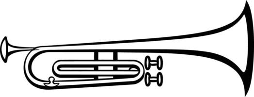 A simple black and white line drawing of a trumpet vector