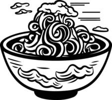 A stylized illustration of a bowl of ramen noodles with the noodles shaped like a wave vector