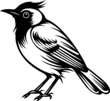 A simple, elegant black and white illustration of a bird vector