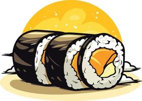 Sushi Rolls with a Sunset Backdrop vector