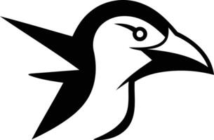 A simple, bold, and powerful black and white silhouette of a bird's head, perfect for logos, branding, and designs that require a strong and dynamic visual vector