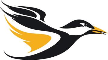 Flying Bird with Yellow and Black Color Scheme vector