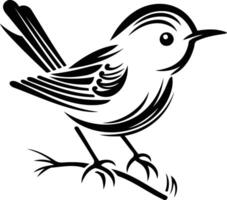 Stylized black and white illustration of a bird, with a simple, elegant design vector