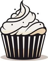 Cartoon Cupcake with Whipped Cream and Sprinkles vector
