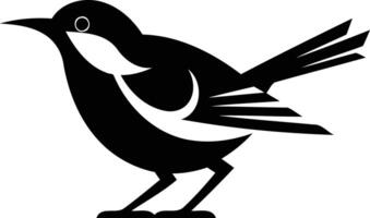A simple, yet striking black and white silhouette of a bird, perfect for logo designs, branding, or nature-inspired projects vector