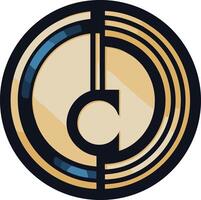 Abstract Circular Logo Design with Gold, Black, and Blue vector